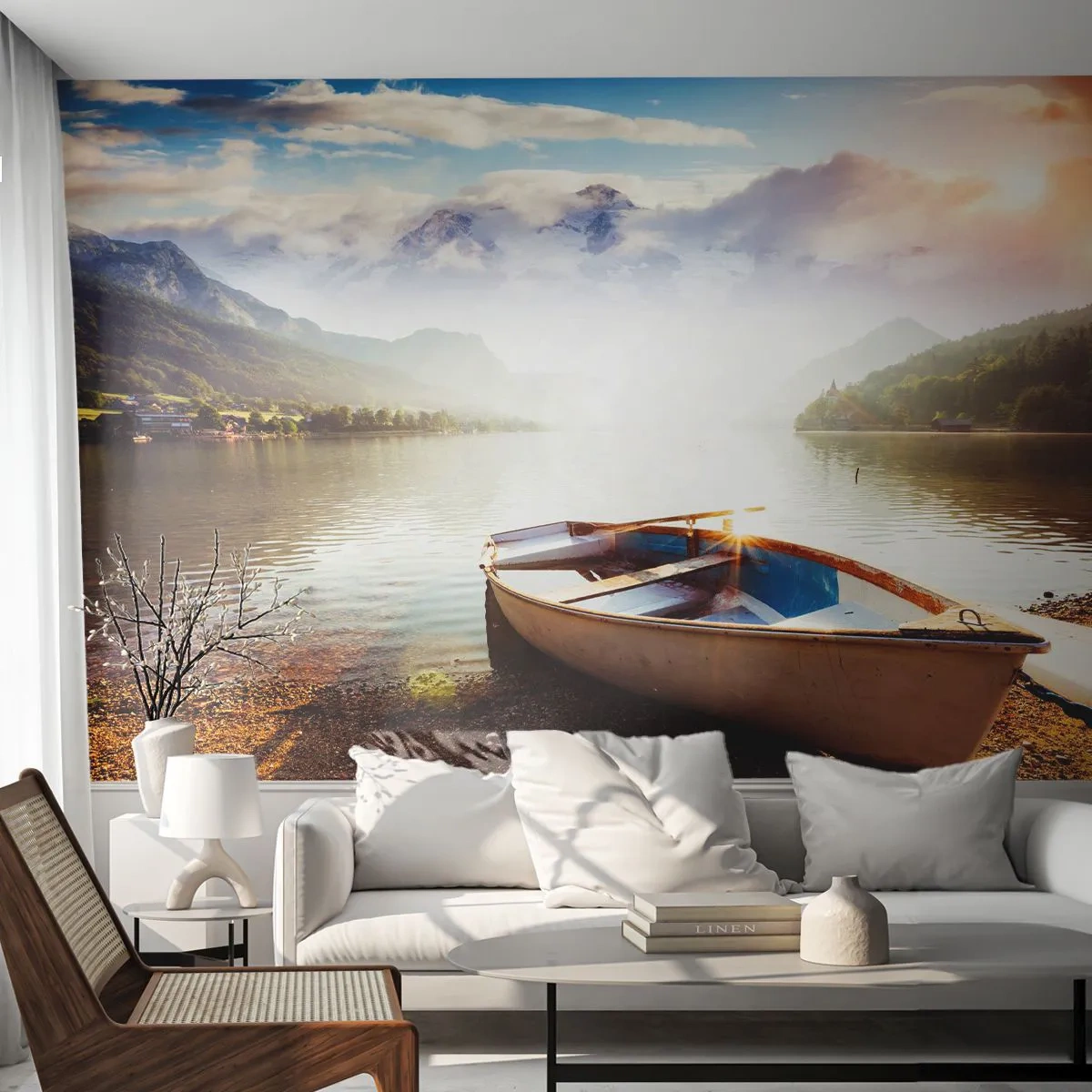 Fotomural personalizado Premium Sand - Junto al agua clara - Paisaje, Lago, Montañas