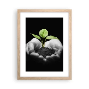 Póster en marco roble claro - Amo la naturaleza, la protejo - 30x40 cm