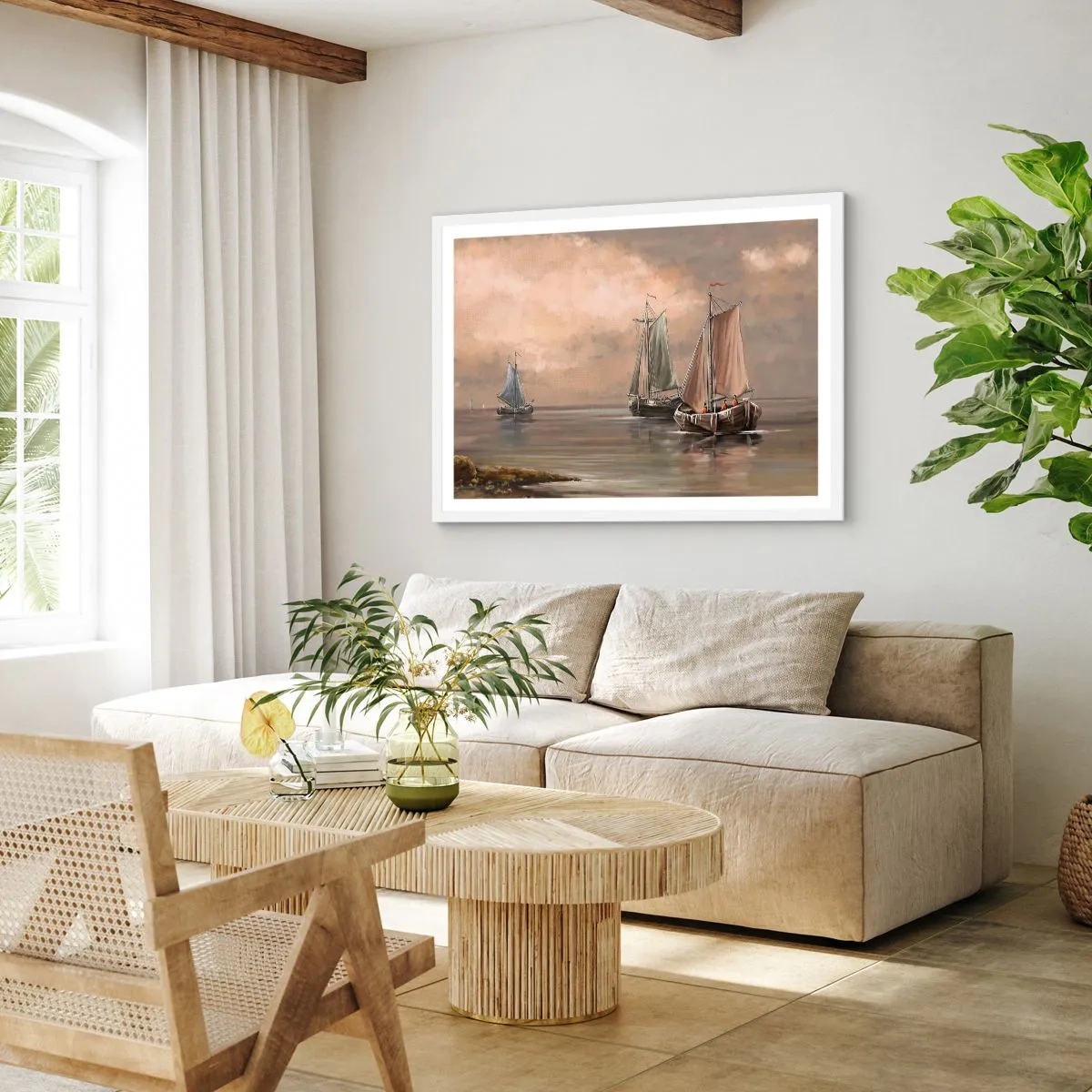 Póster en marco blanco - El regreso de los marineros - 70x50 cm