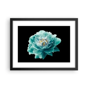 Póster en marco negro - Pétalos azules y dorados - 40x30 cm