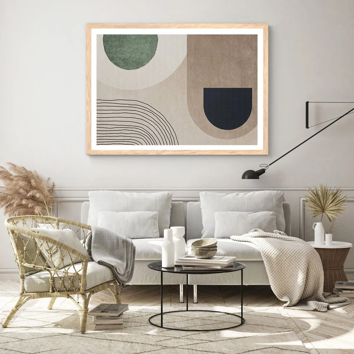 Póster en marco roble claro - La delicadeza de un óvalo - 70x50 cm