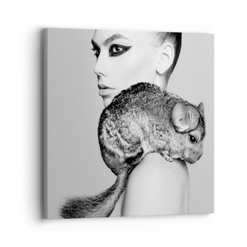 Cuadro sobre lienzo - Impresión de Imagen - Dama con chinchilla - 30x30 cm