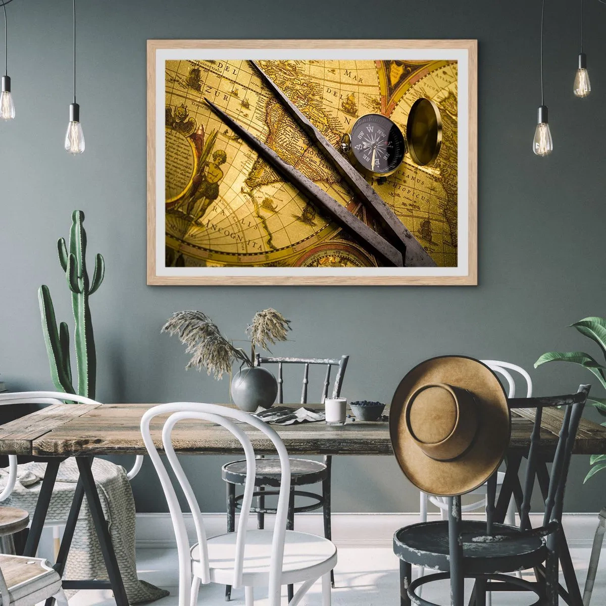 Póster en marco roble claro - ¿Dónde están los tesoros? - 100x70 cm