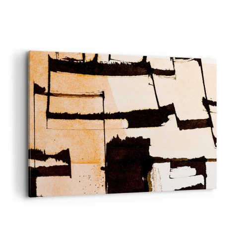 Cuadro sobre lienzo - Impresión de Imagen - Patrones geométricos en tonos marrones y beige. - 120x80cm - Aun así hay orden - Decoración de pared moderna para salón y dormitorio ARTTOR