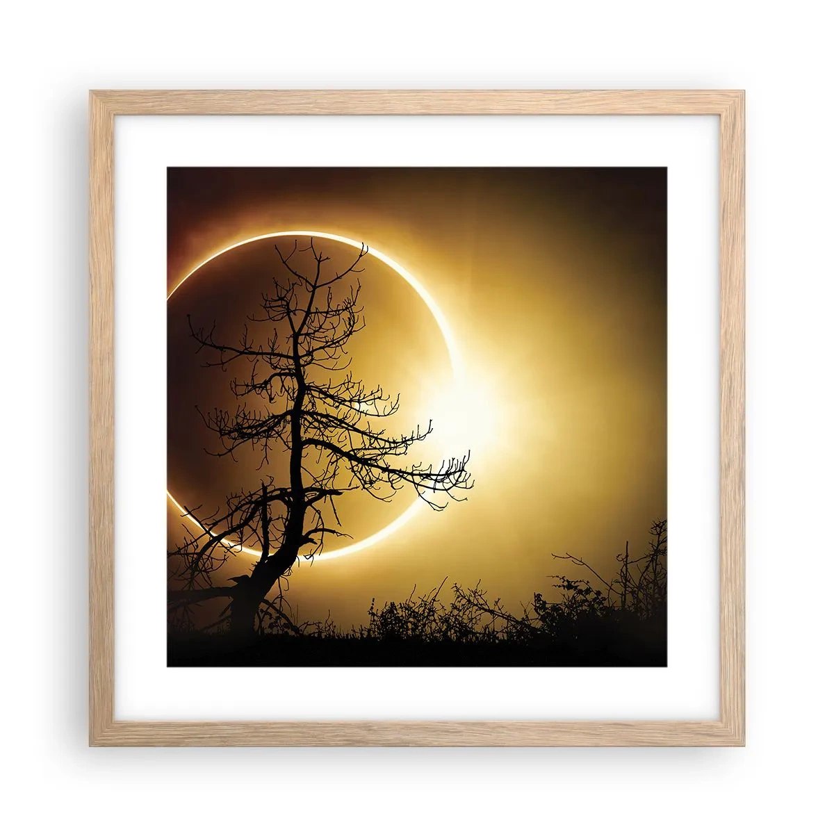 Póster en marco roble claro - Eclipse total - 40x40 cm