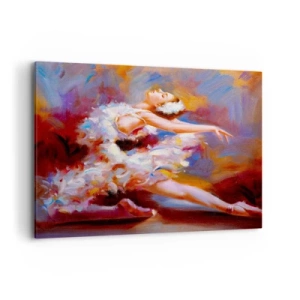 Cuadro sobre lienzo - Impresión de Imagen - Una bailarina en pose dinámica entre colores pastel. - 100x70cm - El lago de los cisnes - Decoración de pared moderna para salón y dormitorio ARTTOR