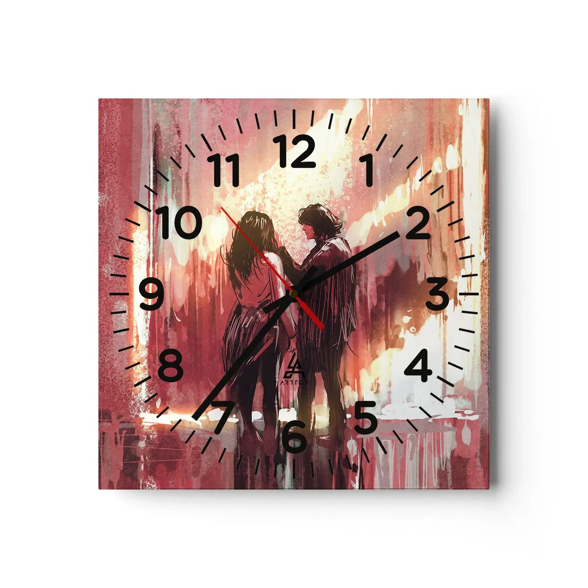 Reloj de pared - Reloj de vidrio - El eterno espectáculo del amor - 40x40 cm