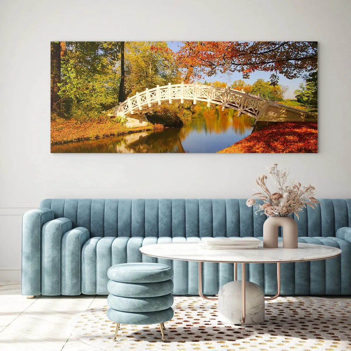 Cuadro sobre vidrio - Impresiones sobre Vidrio - En un puente blanco de suspiros - 100x40 cm