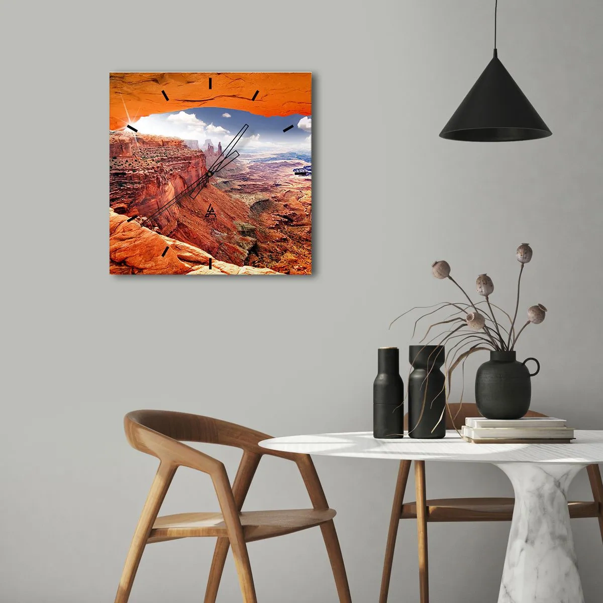 Reloj de pared - Reloj de vidrio - Tallado por la propia naturaleza - 40x40 cm