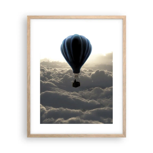 Póster en marco roble claro - Un viajero por encima de las nubes - 40x50 cm