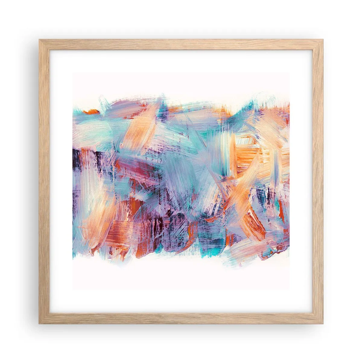 Póster en marco roble claro - Colorido desorden - 40x40 cm