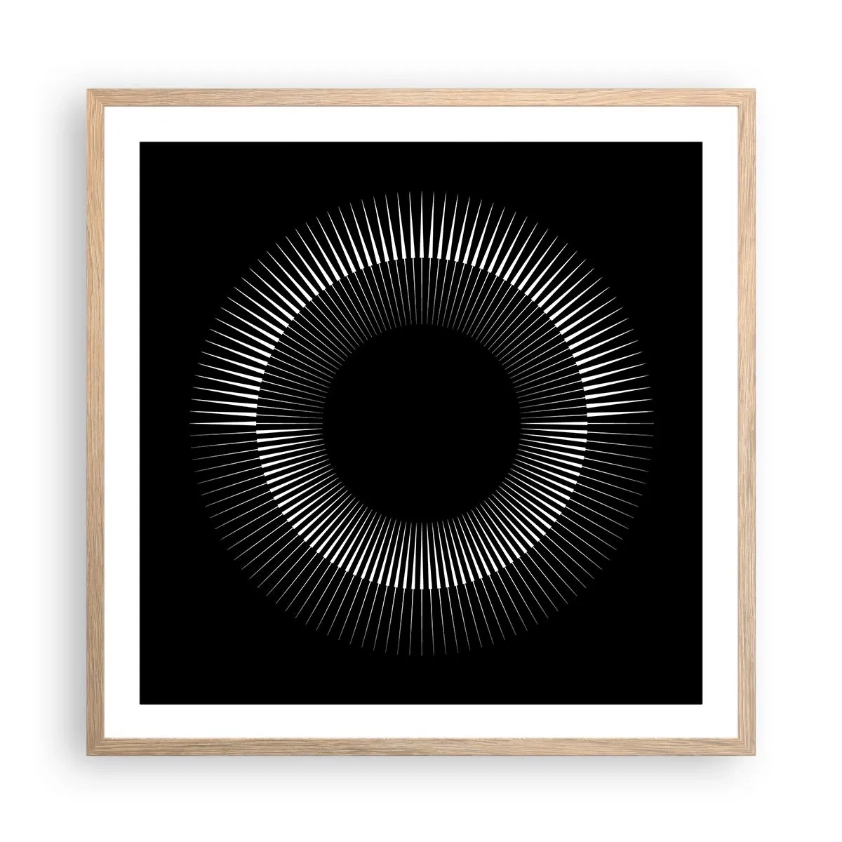 Póster en marco roble claro - Sol negro - 60x60 cm