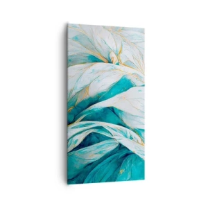 Cuadro sobre lienzo - Impresión de Imagen - Abstracción azul con motivos dorados - 65x120 cm