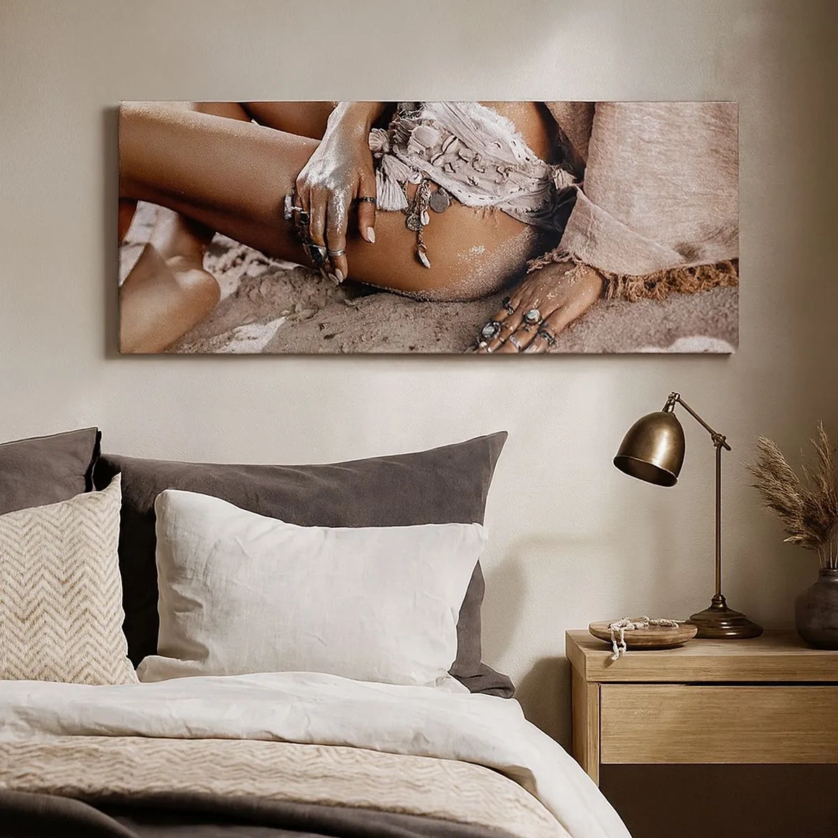 Cuadro sobre lienzo - Impresión de Imagen - Bañada por el sol y la arena - 100x40 cm