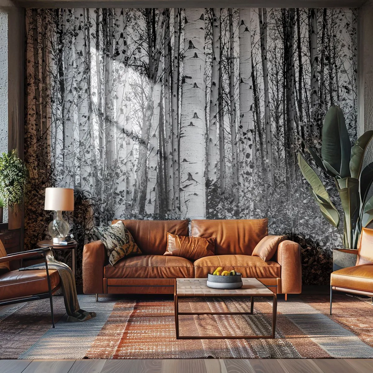 Fotomural Premium Canvas - Columnas de abedules - Bosque, Abedul, Naturaleza - 150x105 cm