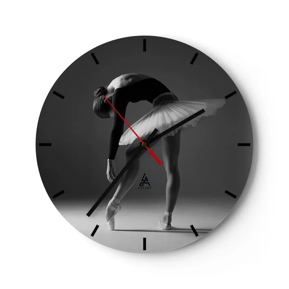 Reloj de pared - Reloj de vidrio - Bella bailarina - 40x40 cm