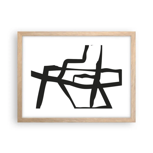 Póster en marco roble claro - Construcción en blanco y negro - 40x30 cm