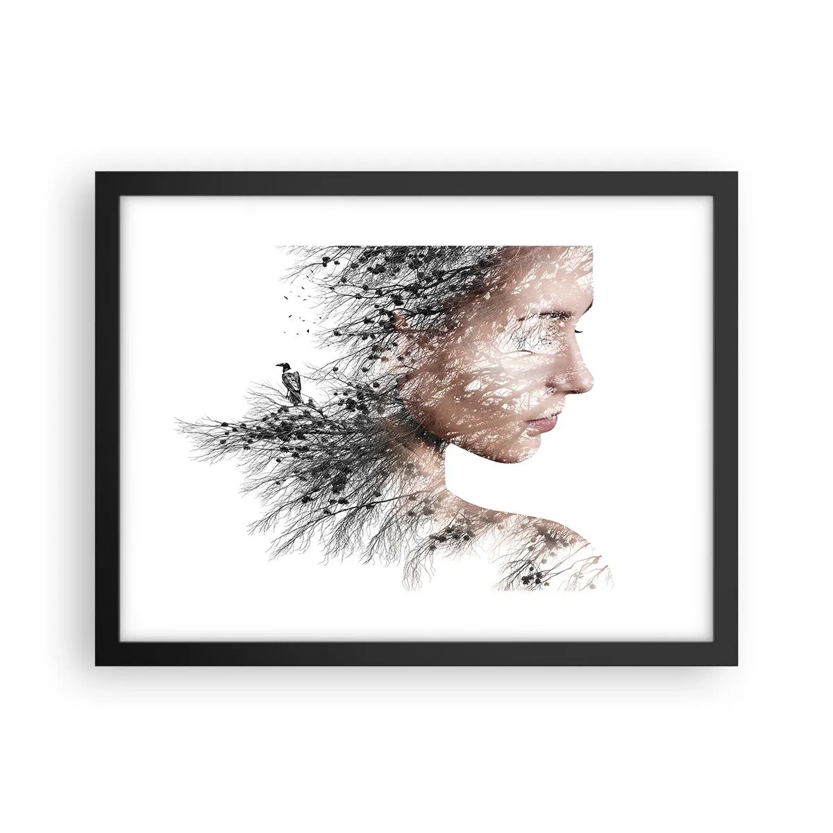 Póster en marco negro - Espíritu del bosque - 40x30 cm