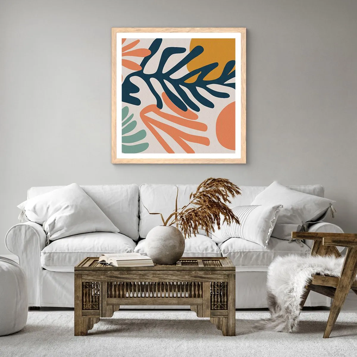 Póster en marco roble claro - Mares de coral - 50x50 cm