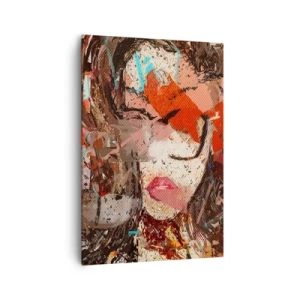 Cuadro sobre lienzo - Impresión de Imagen - Retrato abstracto de una mujer en colores intensos. - 70x100cm - Nadie sabe cómo eres realmente - Decoración de pared moderna para salón y dormitorio ARTTOR