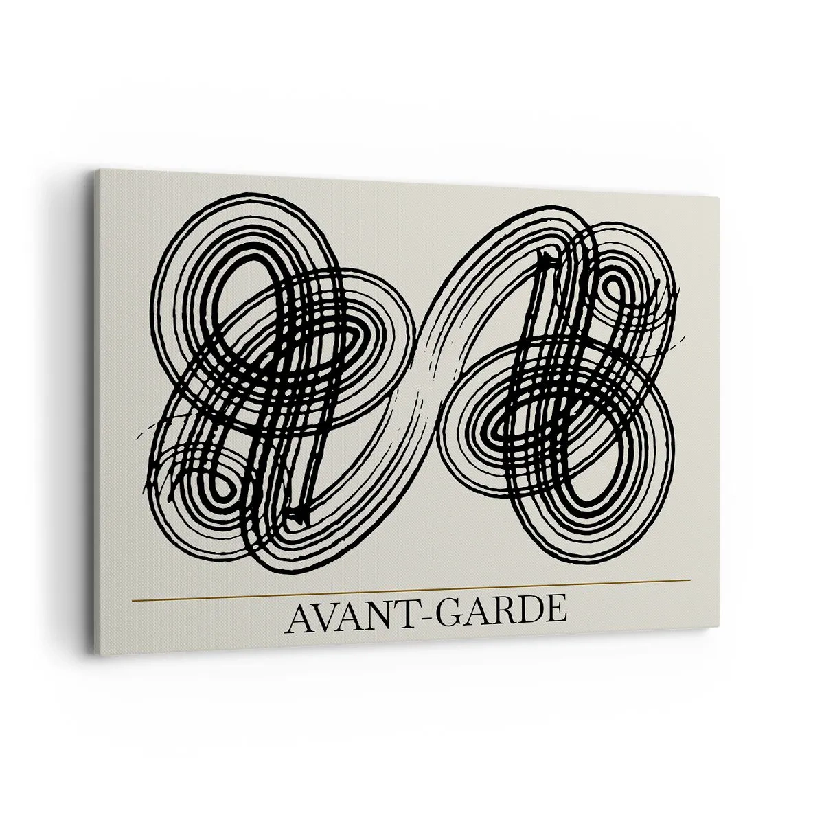 Cuadro sobre lienzo - Impresión de Imagen - Líneas negras abstractas sobre fondo claro en estilo vanguardista. - 100x70cm - Salió espontáneamente - Decoración de pared moderna para salón y dormitorio ARTTOR