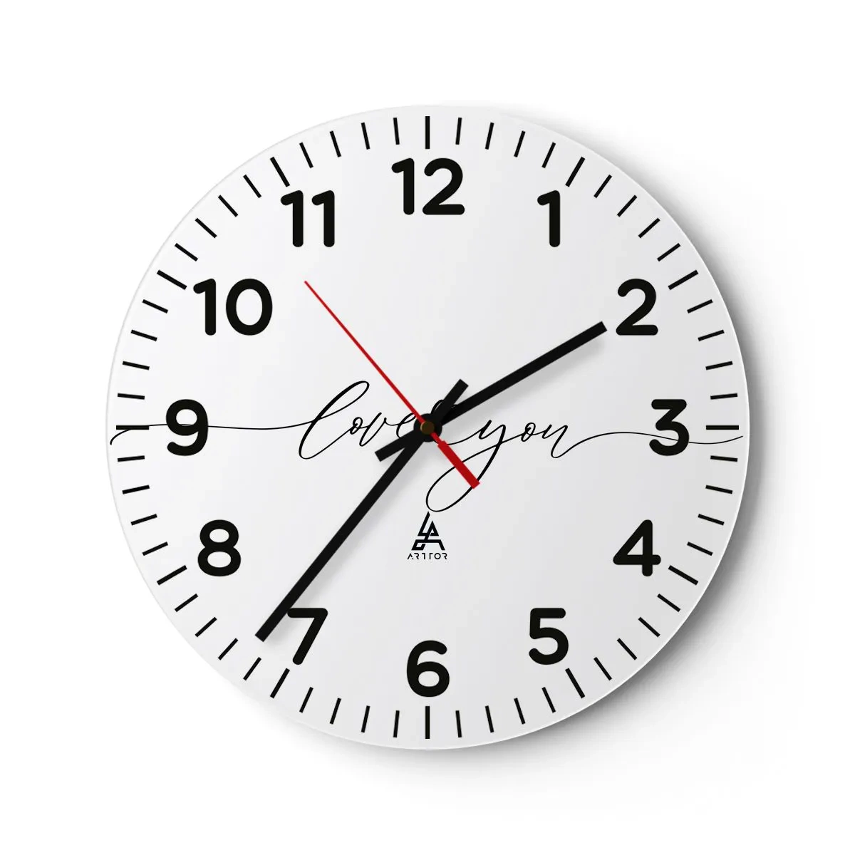 Reloj de pared - Reloj de vidrio - Negro sobre blanco - 30x30 cm