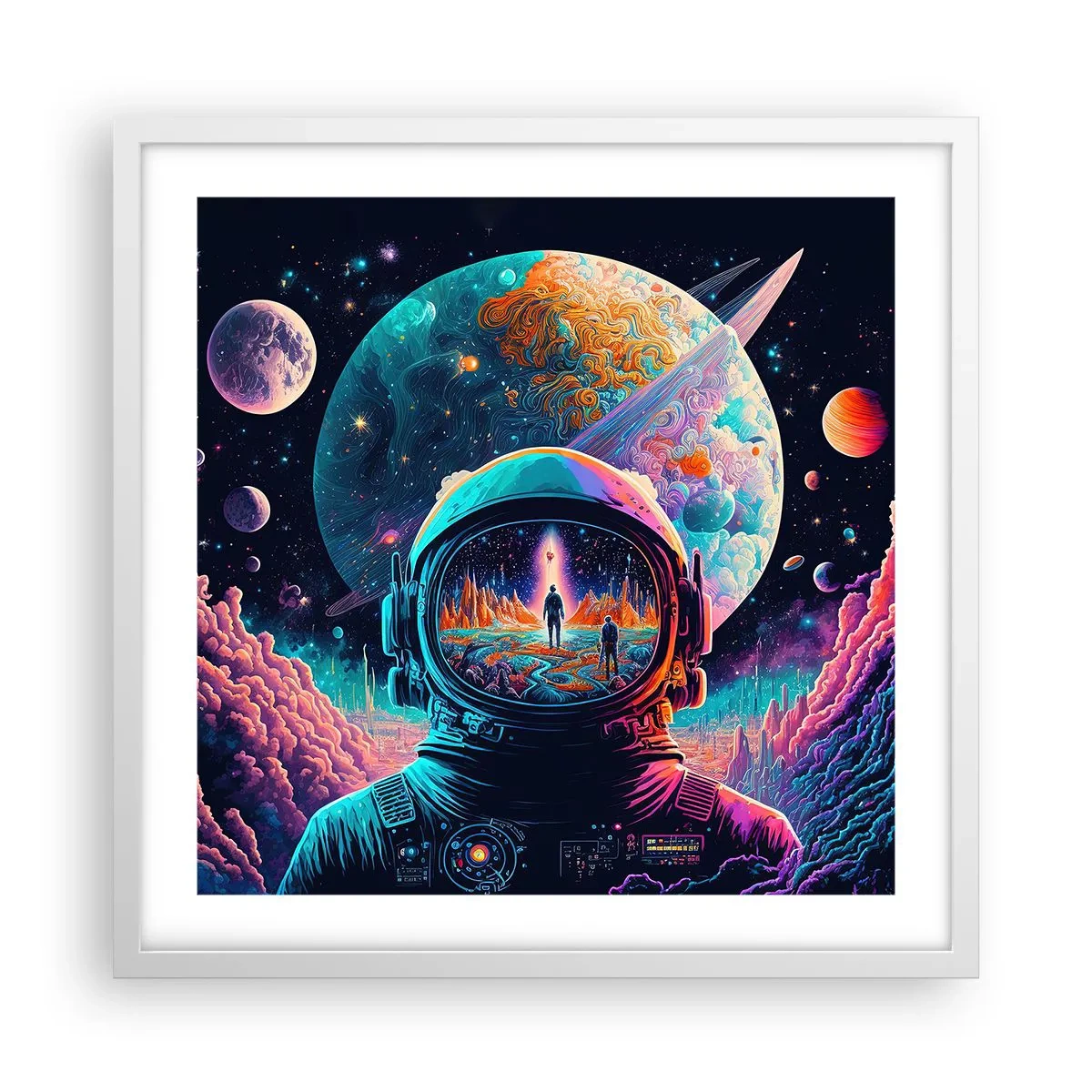 Póster en marco blanco - Sueños de niño - 50x50 cm