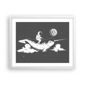 Póster en marco blanco - Jinete espacial - 50x40 cm