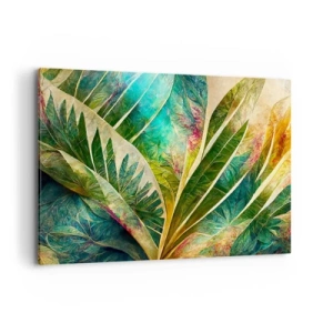 Cuadro sobre lienzo - Impresión de Imagen - Hojas tropicales coloridas sobre un fondo claro - 120x80cm - Los colores del trópico - Decoración de pared moderna para salón y dormitorio ARTTOR