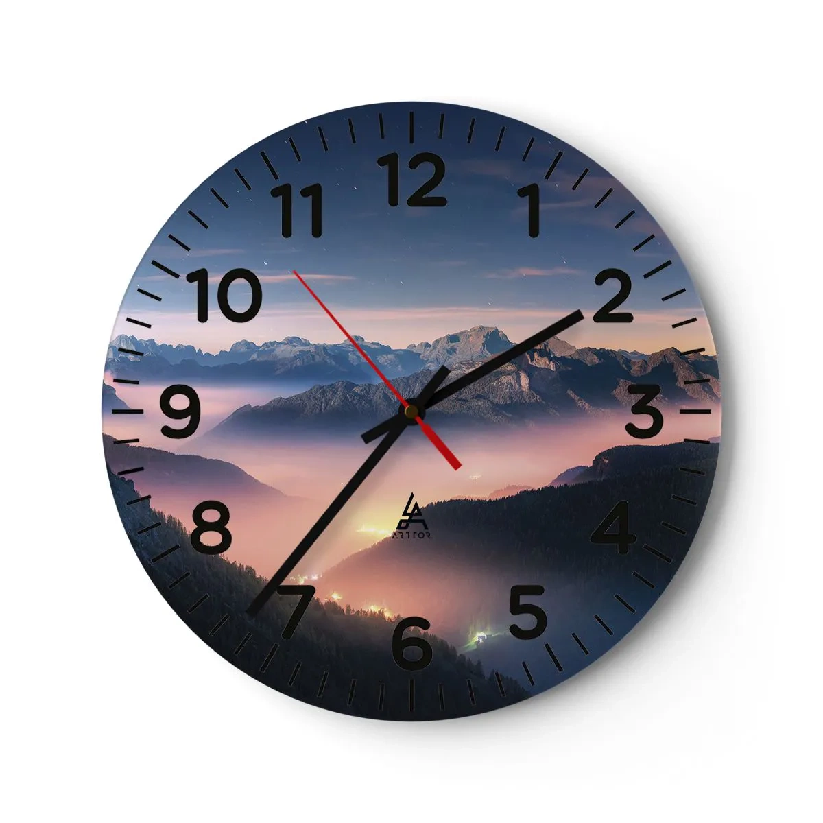 Reloj de pared - Reloj de vidrio - Luz en los valles - 30x30 cm