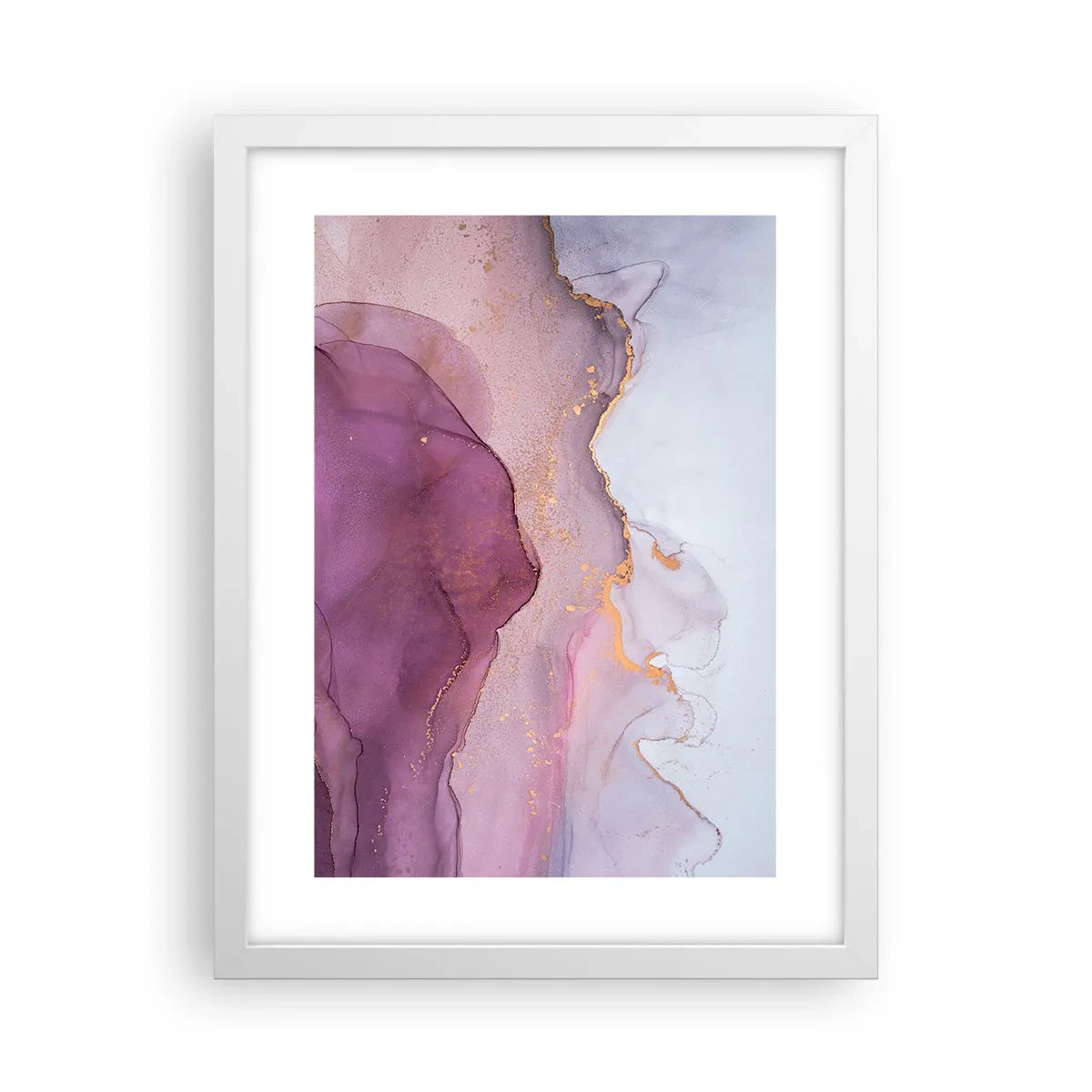 Póster en marco blanco - Olas de lila y púrpura - 30x40 cm