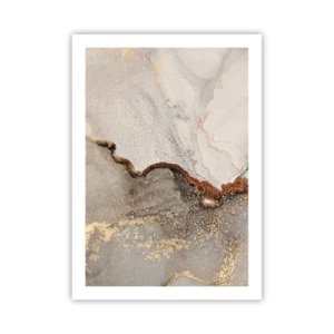 Póster - Patrón de mármol abstracto con acentos dorados y cobre - 50x70cm - En la frontera de los colores - Decoración de pared moderna para salón y dormitorio ARTTOR