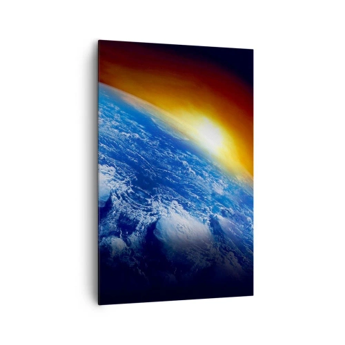 Cuadro sobre lienzo - Impresión de Imagen - Vista de la Tierra desde el espacio al atardecer - 80x120cm - Amanecer en un planeta azul - Decoración de pared moderna para salón y dormitorio ARTTOR