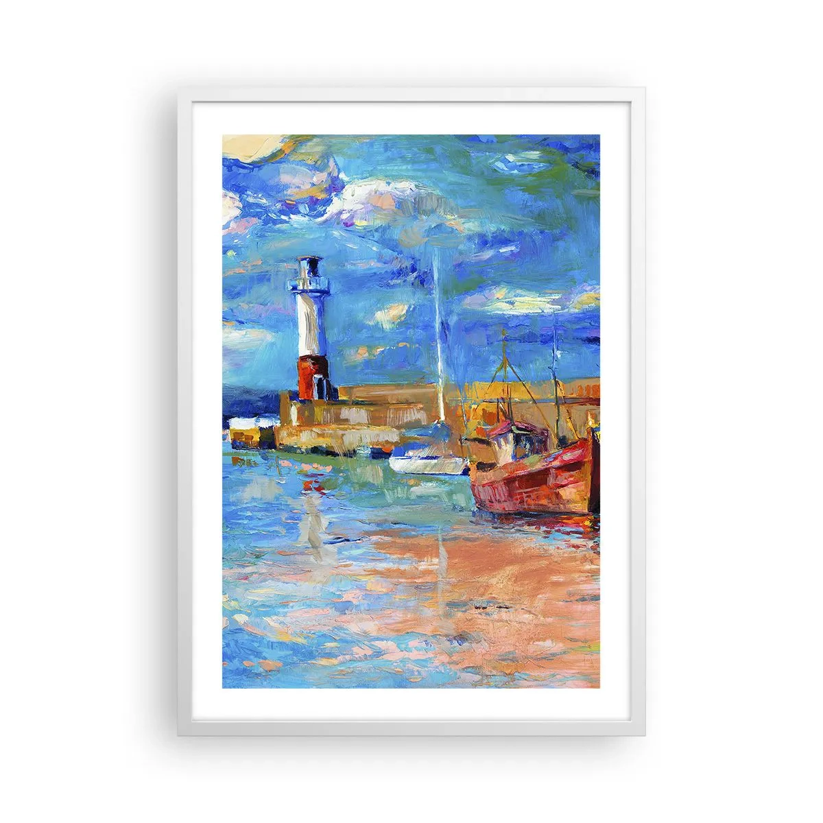 Póster en marco blanco - Tarde en la bahía del arco iris - 50x70 cm