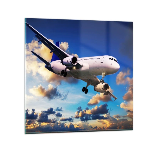 Cuadro sobre vidrio - Impresiones sobre Vidrio - Un viaje en blanco y azul - 70x70 cm