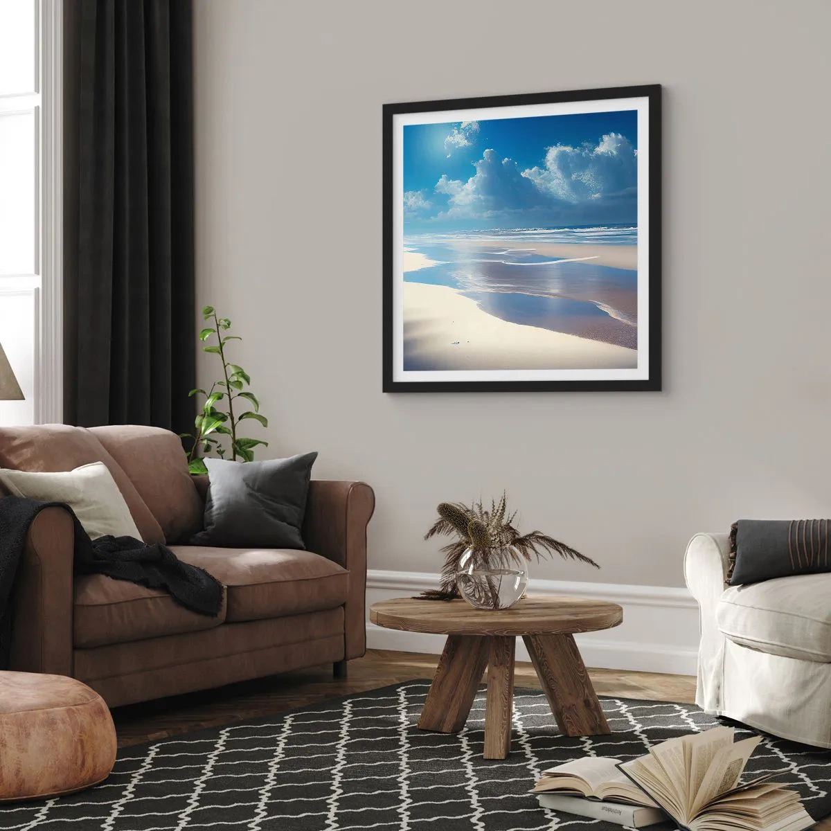 Póster en marco negro - Vacaciones en el paraíso - 40x40 cm