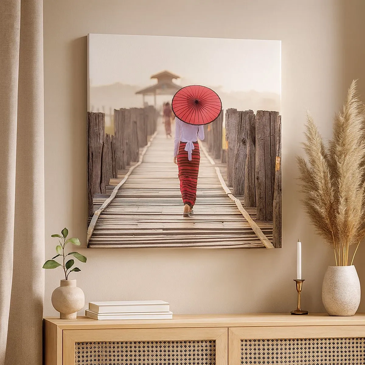 Cuadro sobre lienzo - Impresión de Imagen - En un viejo puente - 30x30 cm