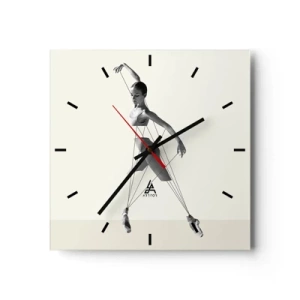 Reloj de pared - Reloj de vidrio - Bailarina en interpretación geométrica con líneas. - 30x30cm - Títere de sí misma - Decoración de pared moderna para salón y dormitorio ARTTOR