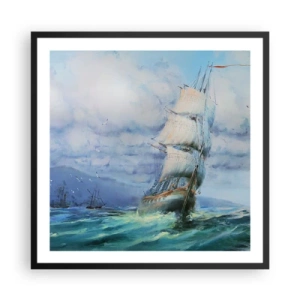 Póster en marco negro - Viento en popa - 60x60 cm