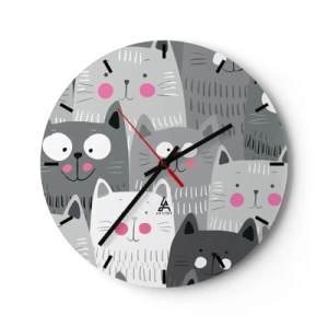 Reloj de pared - Reloj de vidrio - El mundo de los gatos - 40x40 cm