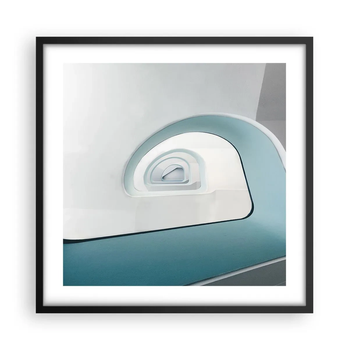 Póster en marco negro - Espiral del río azul - 50x50 cm