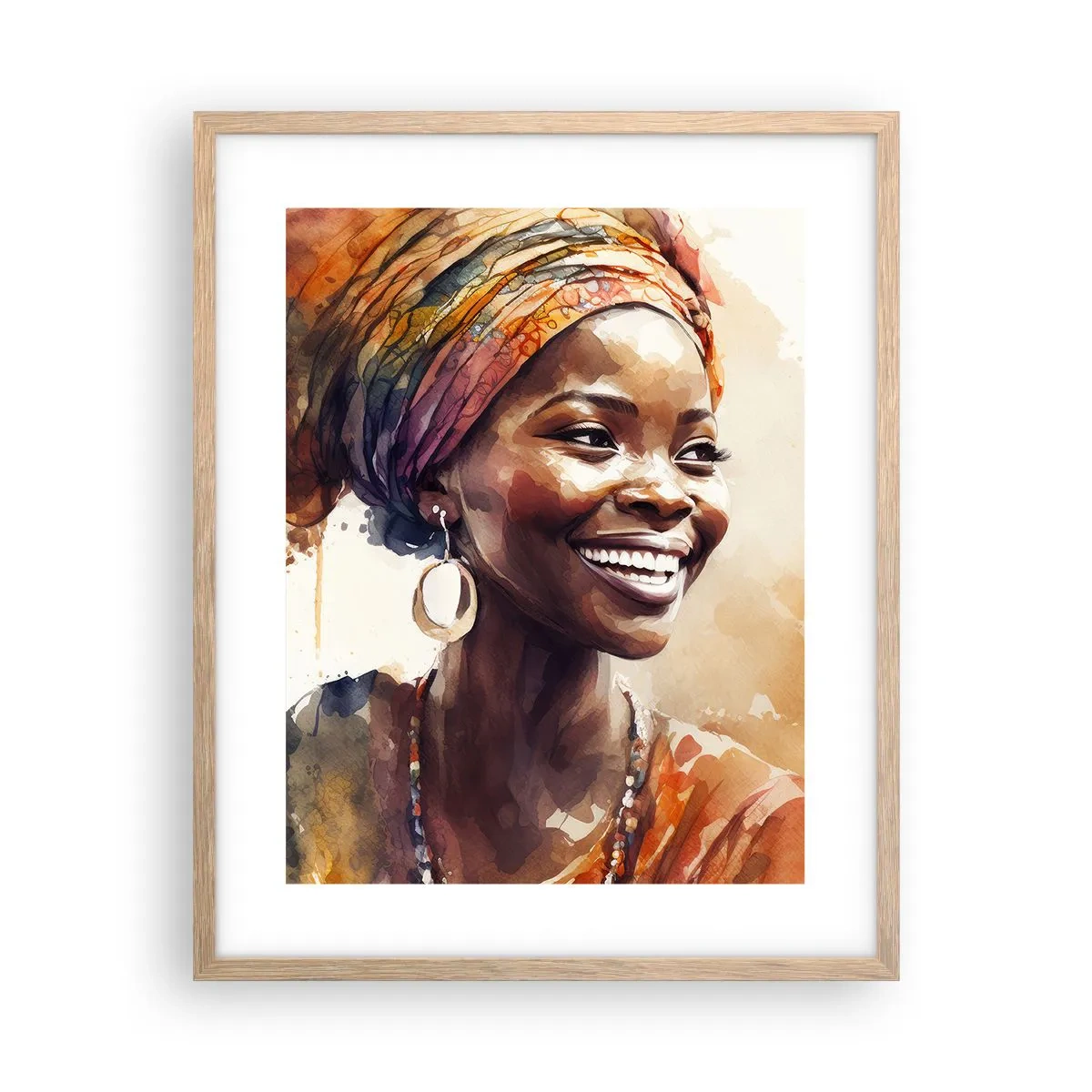 Póster en marco roble claro - Reina africana - 40x50 cm