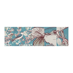 Muestra de fotomural Premium Sand - En el cerezo - Abstracción, Tragar, Pájaro - 100x30 cm