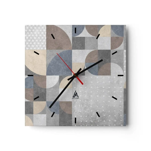 Reloj de pared - Reloj de vidrio - Patrón geométrico en tonos pastel - 30x30cm - Fantasía cerámica - Decoración de pared moderna para salón y dormitorio ARTTOR