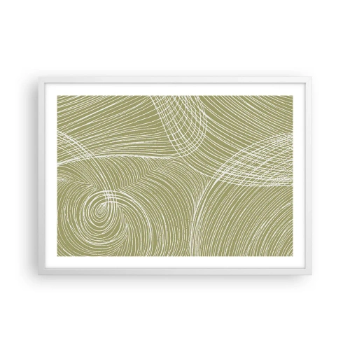 Póster en marco blanco - Abstracción intrincada en blanco - 70x50 cm