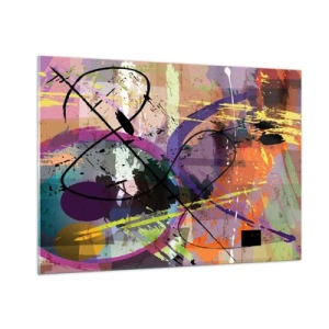 Cuadro sobre vidrio - Impresiones sobre Vidrio - Formas y líneas abstractas coloridas en una composición dinámica. - 100x70cm - Siempre hay más de un camino - Decoración de pared moderna para salón y dormitorio ARTTOR