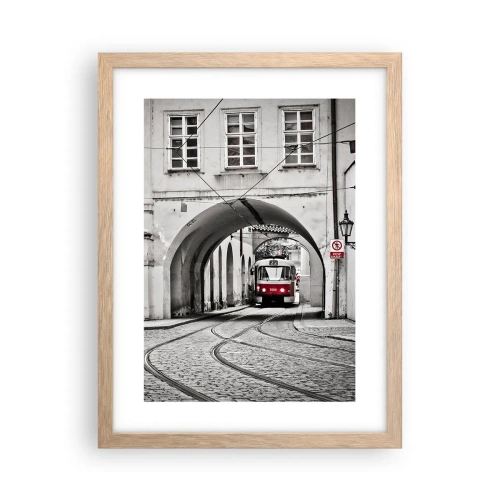 Póster en marco roble claro - A través del laberinto urbano - 30x40 cm