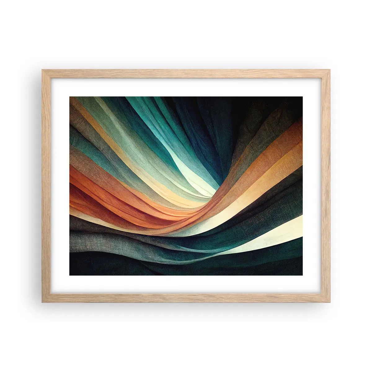 Póster en marco roble claro - Tejido de colores - 50x40 cm