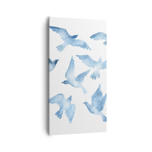 Cuadro sobre lienzo - Impresión de Imagen - Pájaros azules - 55x100 cm