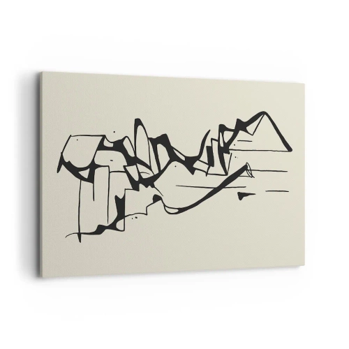 Cuadro sobre lienzo - Impresión de Imagen - Dibujo abstracto de montañas en blanco y negro - 120x80cm - Tal vez sea un paisaje - Decoración de pared moderna para salón y dormitorio ARTTOR